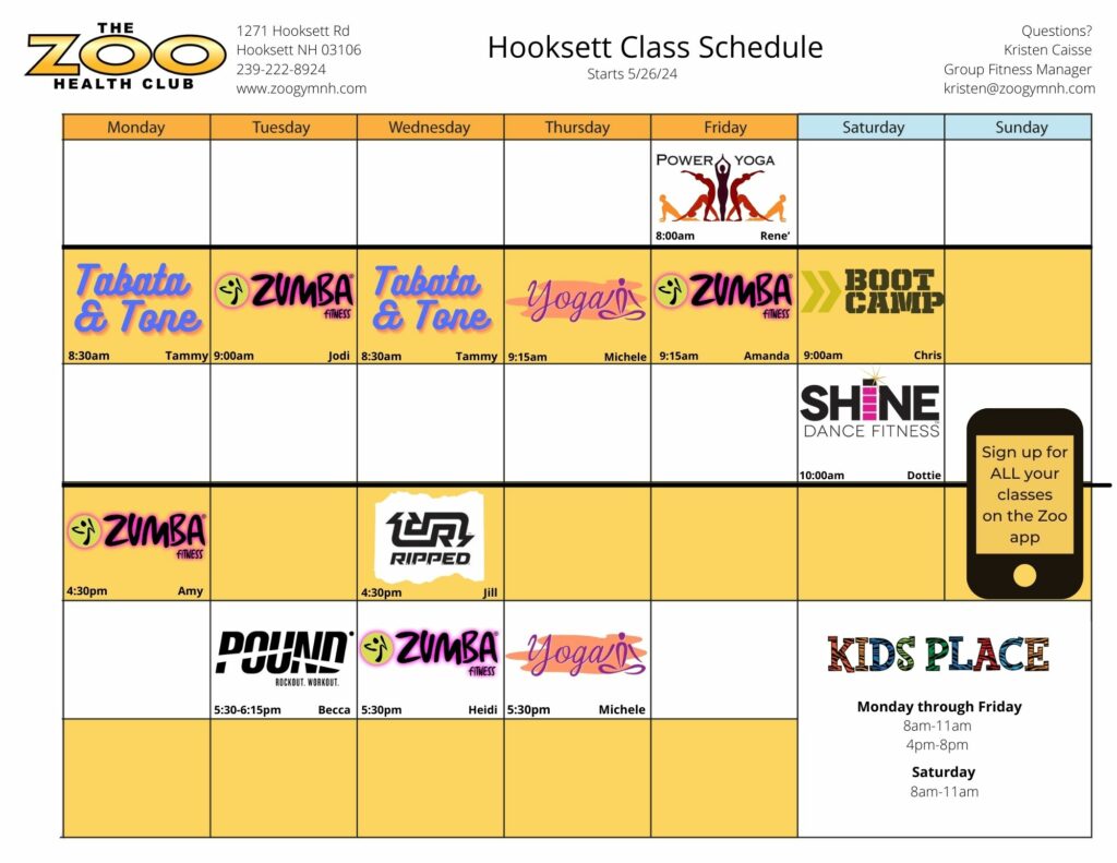 Hooksett Schedule 5-26-24